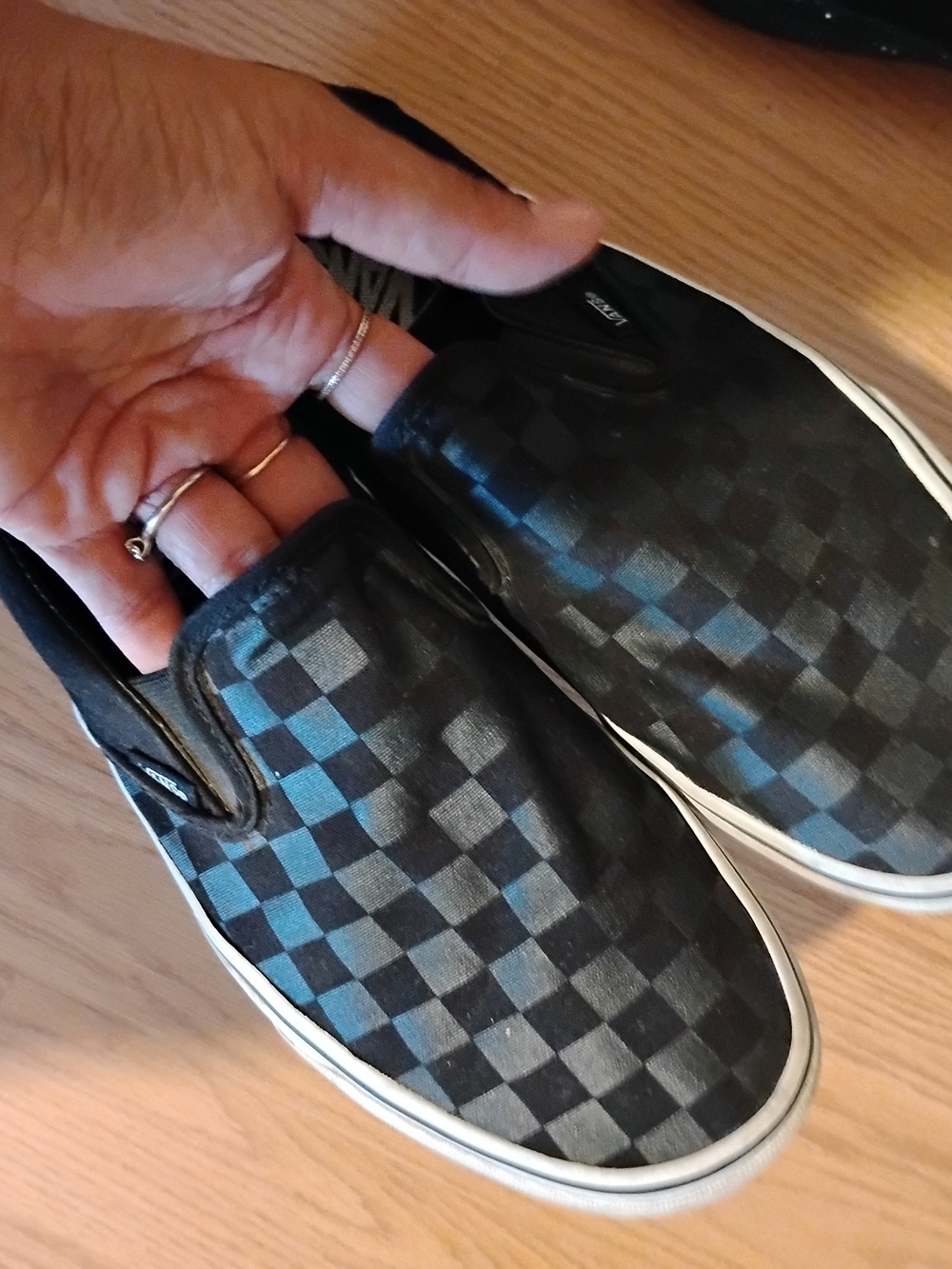 Black Checkered Slip-On Canvas Shoes -